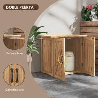 Outsunny Caseta de Jardín Exterior de Madera Armario de Exterior con 2 Puertas Magnéticas Cobertizo de Jardín Exterior para Almacenamiento de Herramientas 77x55x72 cm Marrón - details 4