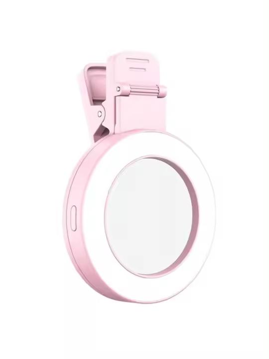 Luz De Rellenar Con Espejo Clip Para Selfie Luz De Anillo Rotatable 180° Portátil Expansible Dimmable Luz Blanca Cálida - 1
