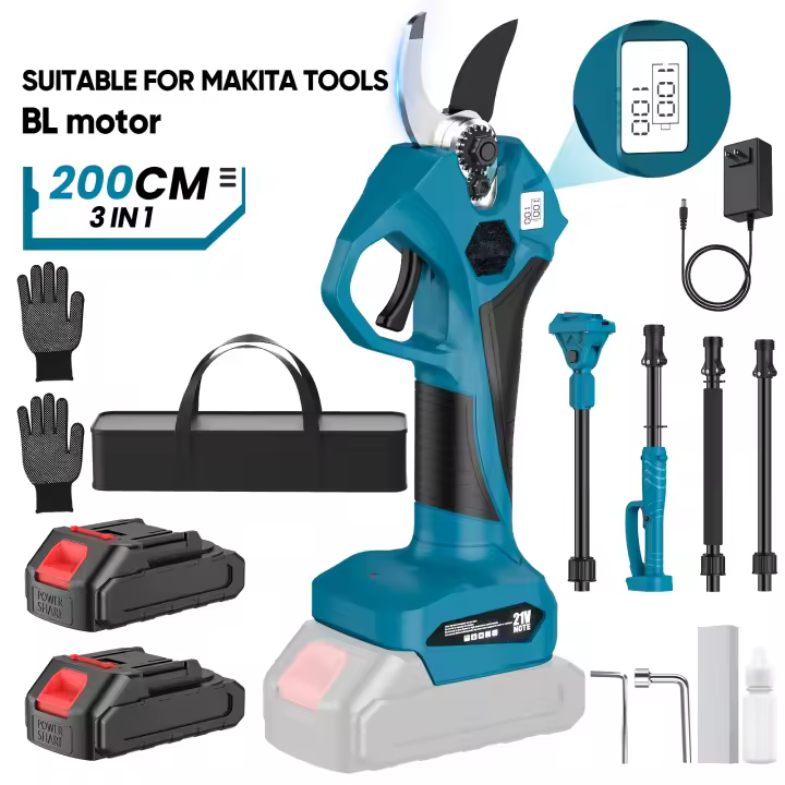 55mm Podadora eléctrica inalámbrica de 21V, Equipado con alargador de 2 m , tijeras de podar eficientes para árboles frutales, bonsái, cortador de ramas, herramientas de paisajismo - 1