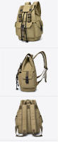Mochila De Lona Vintage Para Hombres Jóvenes Estudiantes Y Viajes Bolsa Grande Con Cordón De Capacidad Estilo Rústico - details 5