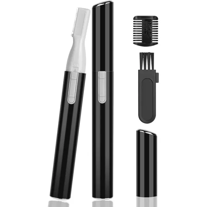 Depiladora de Cejas, Sin dolor Eléctrica Removedor de Vello Facial, Portátil, Afeitadora Maquinilla Impermeable para Cara, Cejas, Piernas, Nariz, para Mujer Hombre (Negro) - 1