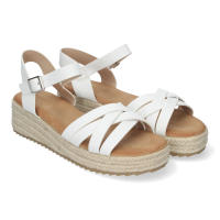 Davinia Shoes Sandalias Planas para Mujer, con Yute, Elegantes y Comodas con Tiras Cruzadas y Hebilla Ajustable, Ideales para Verano. Shoes&Blues.es CF-2480-Blanco - details 0