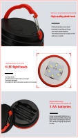Lámpara Portátil Para Camping Con Base Magnética Y 3 Modos De Iluminación Luz De Emergencia Para Exterior Sin Batería Incluida Color Rojo/Azul/Naranja - details 5