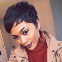 Pelucas De Cabello Humano Bob Corto Natural Color Brasileño Remy Peluca De Corte Pixie Para Mujeres Negras Misney - details 3