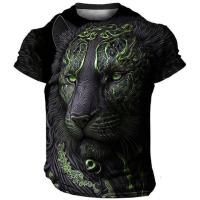 Camiseta De Hombre Con Estampado 3D De León Domineante Verano Casual Animal Pattern Top Harajuku Manga Corto Sobredimensionado Streetwear - details 6