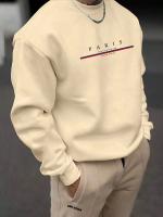 Sudadera De Cuello Redondo Para Hombre Con Estampado De París Ajuste Suelto Casual Para Otoño E Invierno Sudadera Cálida Con Capucha - details 4
