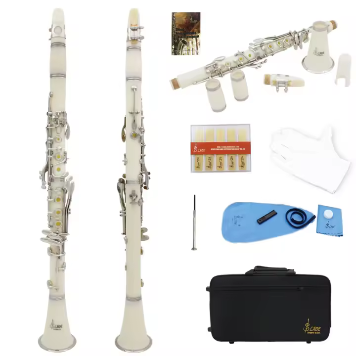 Clarinet SLADE Bb 17 Teclas 6 Anillos Instrumento De Viento De Madera Portátil Blanco Clarinetto Blackwinds Negro Para Profesionales - 1