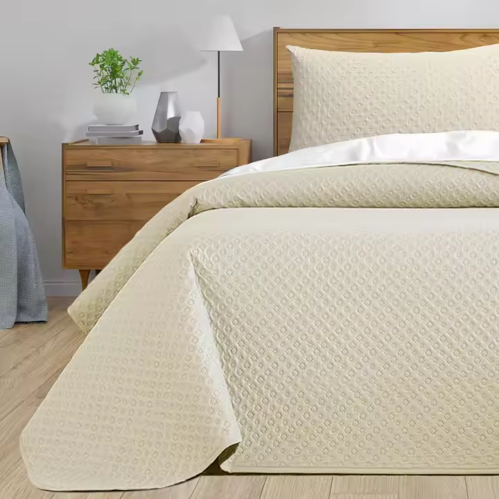 Colcha bouti liso para Verano y Entretiempo, 100% Poliester, Colcha Cubre Cama Fina, suava,  con una Funda de Almohada - 1