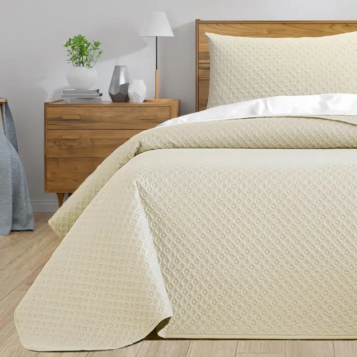 Colcha bouti liso para Verano y Entretiempo, 100% Poliester, Colcha Cubre Cama Fina, suava,  con una Funda de Almohada - 1