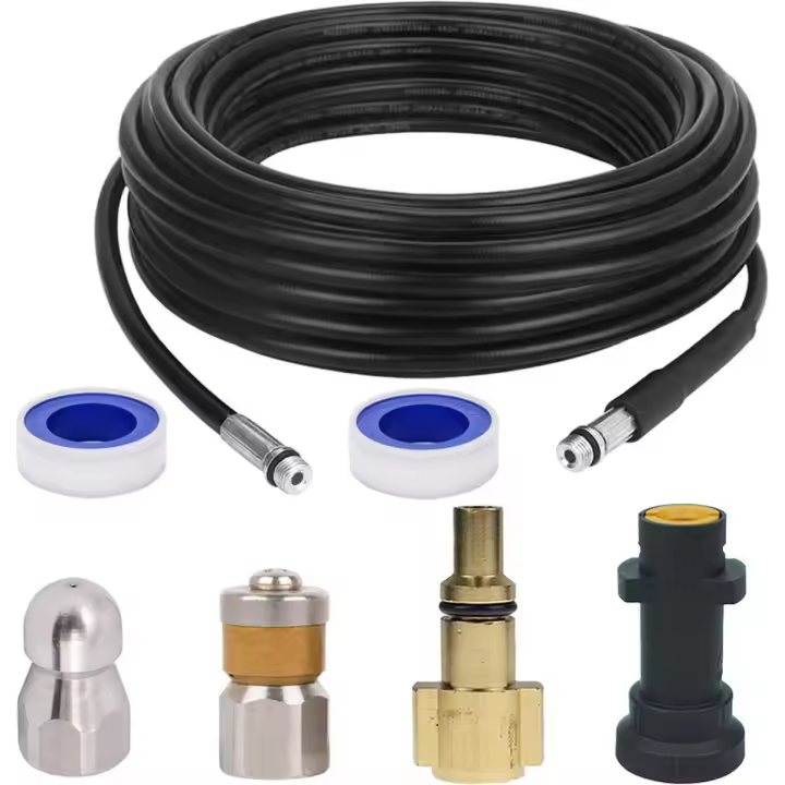 Kit de lavado de Agua de Drenaje-Manguera de Alcantarillado para hidrolimpiadoras a presión Kärcher K2, K3, K4, K5, K6, k7 y Lavor - 10M - Kit de Limpieza de Manguera de Alcantarillado Accesorio para Lavadora in presión - 1