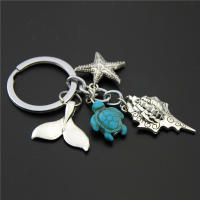 Llavero De Metal En Forma De Tortuga Azul Estrella Y Concha Colgante Para Joyería De Playa Hecho a Mano Para Hombres Y Mujeres - details 0