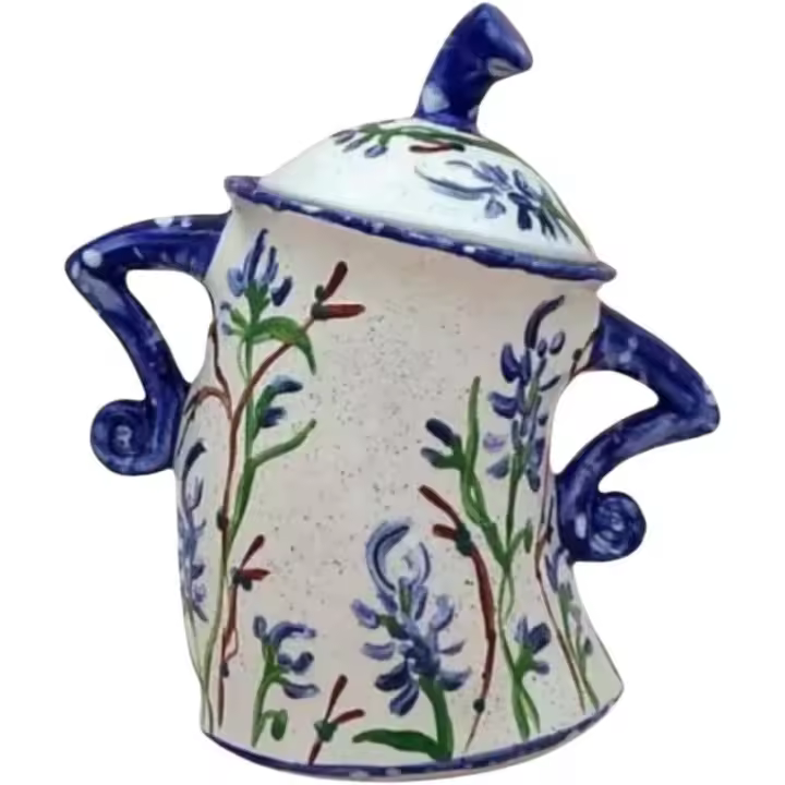 1 Frascos con personalidad, tetera Modernas con Buenos Sellos y estampados, frascos Grandes de Cerámica con tapa, etc. (Amarillo elegante, Azul Marino, Azul Cielo) (N) - 1