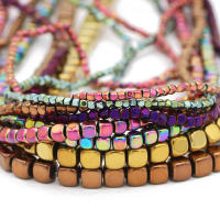 Cuentas De Hierro Natural En Forma De Cubo Y Cuadrado 2/3/4/6MM Colores Azul Y Oro Marrón Para Creación De Joyería Pulseras Y Collares DIY - details 3