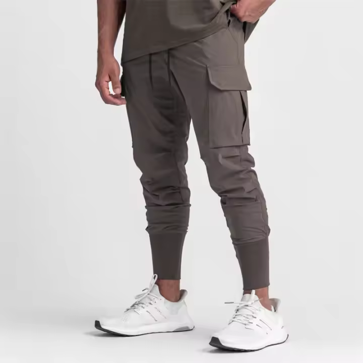 Pantalones De Cargo Para Hombre 2024 Multi-Bolsillos Estilo Safari Fitness Y Deporte Pantalones Casuales De Cintura Media - 1