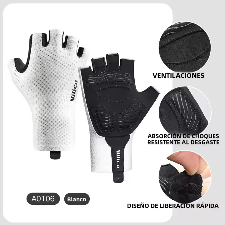Guantes De Bicicleta Para Hombre Y Mujer Verano Transpirables Elásticos Con Almohadilla De Palma Gruesa Antideslizante Tejidos De Lavado a Mano - 1