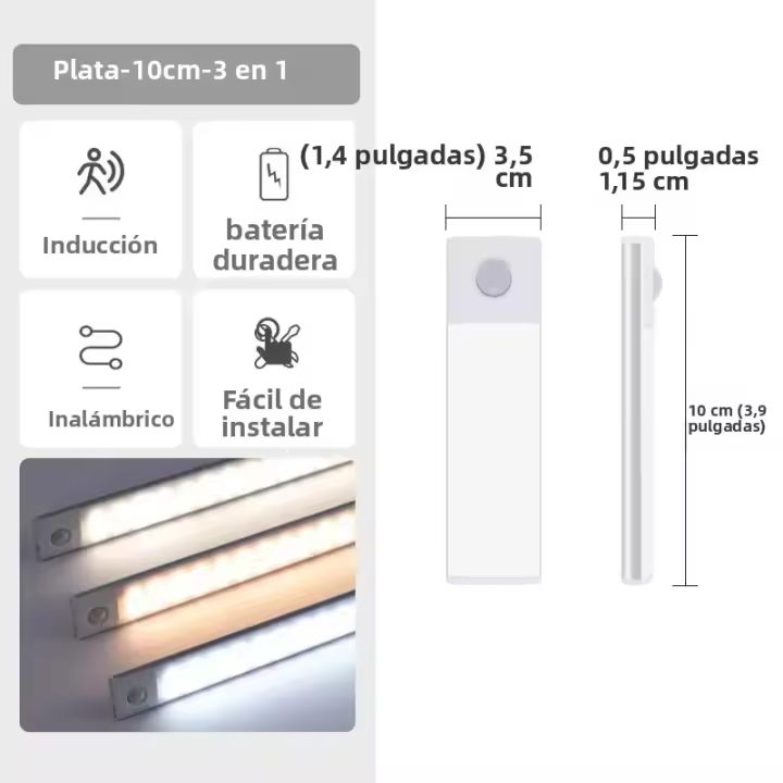 Lámparas LED Recargables De Sensor De Movimiento Para Armario Luz Nocturna Delgada Y Dimmable Para Cocina Y Dormitorio Iluminación De Gabinete - 1
