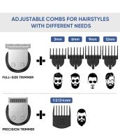 NAVANINO Cortapelos Recortadora de Barba para Hombres de Cabello Nariz Corporal Todo en 1 Kit de Aseo USB Recargable, Negro - details 10
