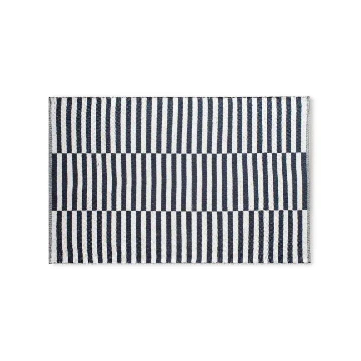 Alfombra Algodón rayas pequeñas Blancas y negras- Parentesi Quadra - 1