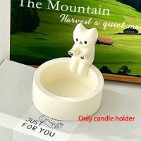 Soporte De Vela De Gato Cartoon Con Patas Calientes Lindo Portador De Luz Aromaterapia De Escritorio Cerámica Y Enamel Tamaño 9*7*7cm - details 2