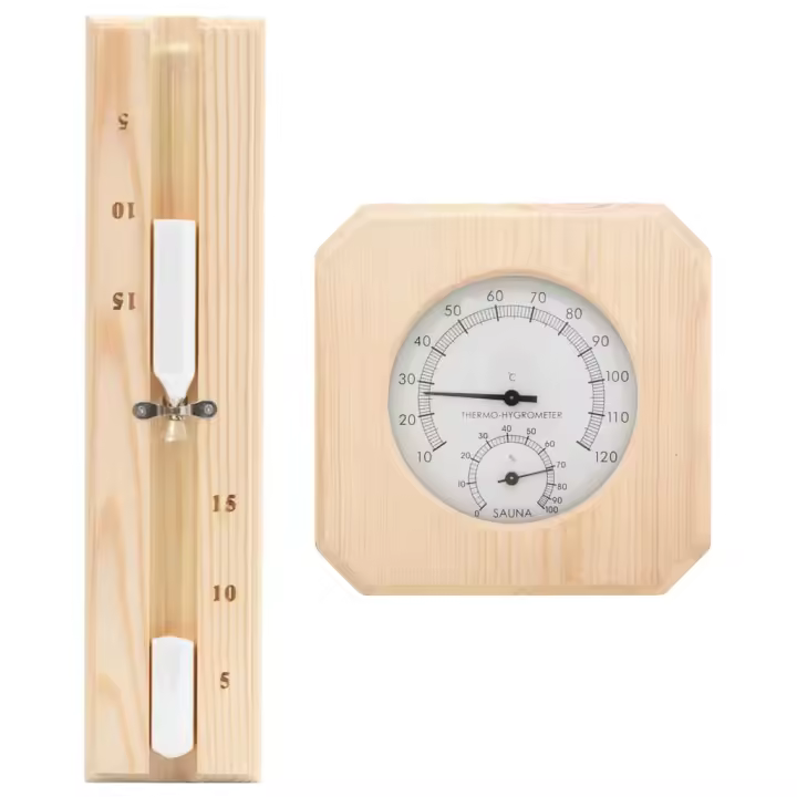 vidaXL Higrotermógrafo y reloj de arena para sauna 2 en 1 madera pino - 1