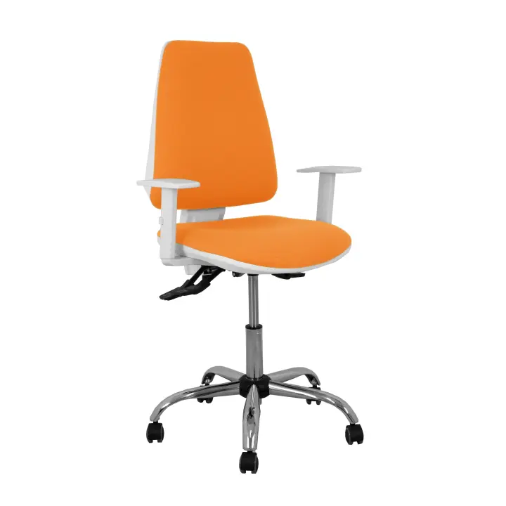 Silla Elche blanca asincro bali naranja brazos regulables ruedas de parqué - 1