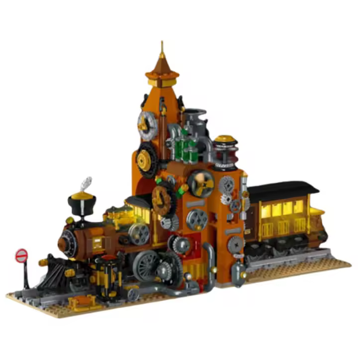 Estaciones De Tren Steampunk En Bloques Constructibles Para Adultos Y Niños Modelos De Edificios Modulares 1252 Piezas Regalo Creativo - 1