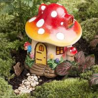 Decoración De Jardín Miniatura Casa De Hongo En Resina Para Exterior Decoración De Pared Con Estilo De Cuento De Hadas Florero Para El Hogar - details 1
