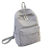 Mochila De Corduroy Para Mujer Diseño Escolar Con Rayas Bolsa De Viaje Para Adolescentes Mochila Deportiva Con Manijas Suaves Cierre De Cremallera - details 16