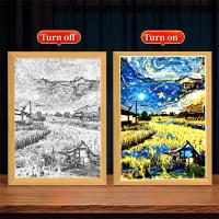 Marco De Fotos Pintura LED Luz Nocturna Lámpara De La Luna Van Gogh Cielo Estrellado Arte Para La Pared Decoración De Habitación Regalos Para Amigos - details 13