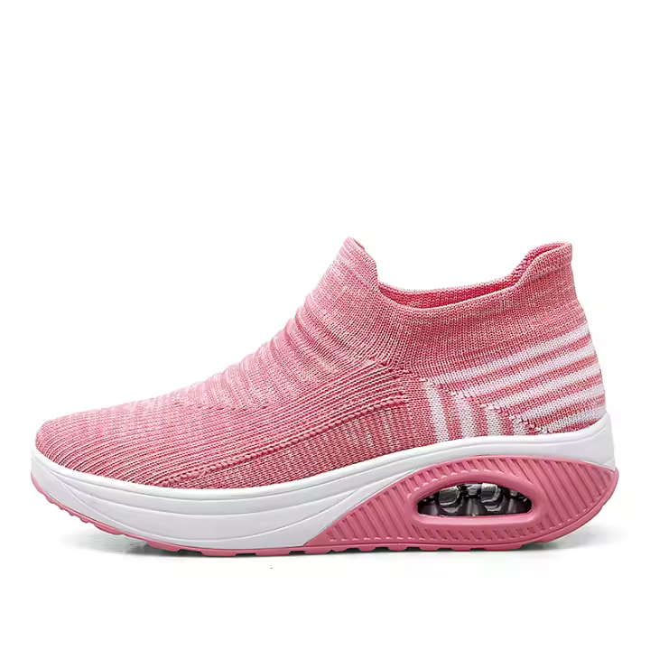 Zapatos de entrenamiento transpirables sin cordones para mujer, calzado para caminar con plataforma de cuña a la moda - 1