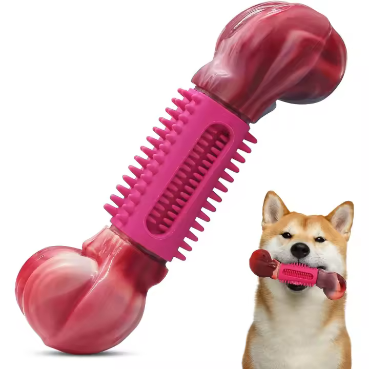 Juguete para perros masticadores agresivos, juguete resistente para perros, hueso para perros fabricado en nailon y goma, especialmente diseñado para la limpieza de los dientes de los perros. - 1