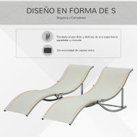Outsunny 2 Tumbonas Plegables de Aluminio en Forma de S Ergonómica con Tela Texteline para Piscina Patio Jardín Terraza 165x61x63 cm - details 4