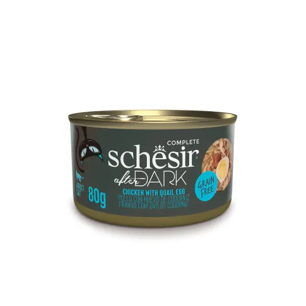 Schesir Lata After Dark De Pollo con Huevo de Codorniz caldo Para Gatos 12X80GR - 1