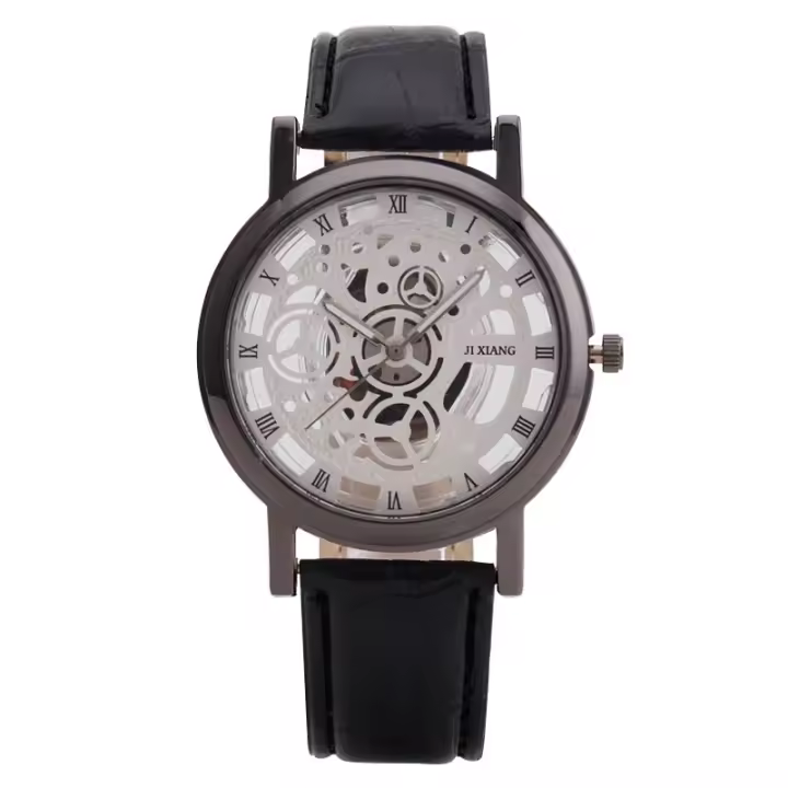 Reloj para hombre con diseño abierto, correa de cuero, movimiento de cuarzo, un reloj con un estilo único y elegante - 1
