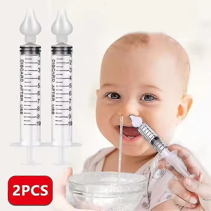 2 aspiradores nasales para bebés, irrigador nasal profesional con jeringa, limpiador y enjuague nasal. - 1