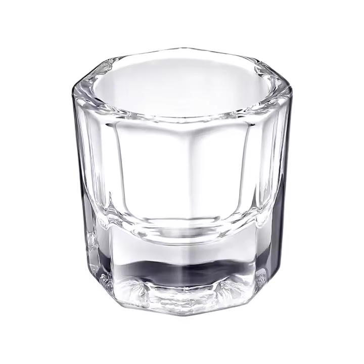 Mini Cuenco De Uñas Octagonal De Cristal Acrílico Pequeño Para Mezcla De Polvos Y Líquidos Herramienta De Limpieza De Cepillo De Uñas - 1
