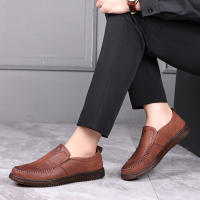 Zapatos Casuales Para Hombre De Cuero De Alta Calidad Mano Lazos Cómodos Transpirables Para Caminar Loafers Slip-on Para Conducir - details 22