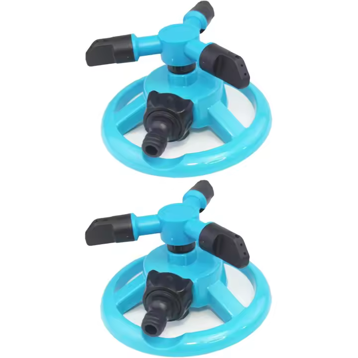 2 rociadores de césped de 360°, rociadores de jardín, boquilla giratoria automática para riego automático de césped, jardín y huerta (azul) - 1
