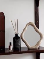 Espejo De Maquillaje Vintage Irregular En Estilo Francés Para El Dormitorio Adorno Decorativo Para Escritorio Material De Vidrio Platinado Plateado - details 3
