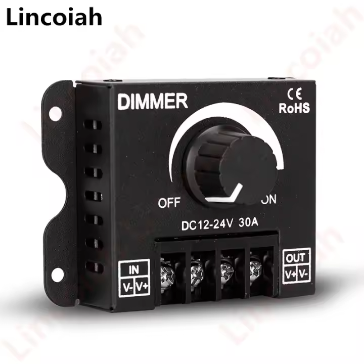Interruptor Regulador De Tensión LED DC 12V-24V 30A 360W Para Tiras De Luz LED 5050 Controlador Ajustable De Luminosidad - 1