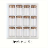 Jars De Pimienta De Vidrio Con Tapa De Bambú Airtight 8oz Etiquetas Negras Para Condimentos Sal Azúcar Set De 12 Piezas - details 7