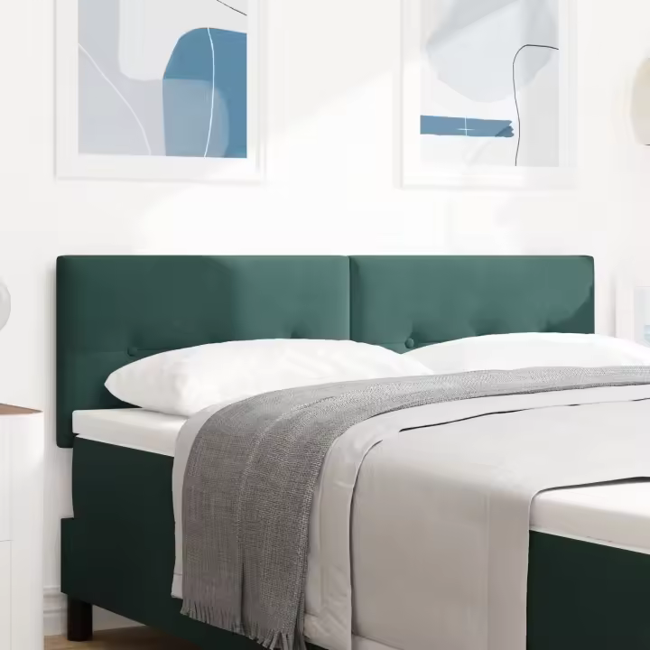 Cabecera LED vidaXL con botones acolchados Verde Oscuro 80 cm Terciopelo - 1
