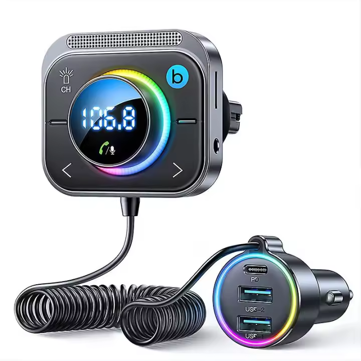 Porcheddu ssrgv joyroom FM Bluetooth 5,3 FM/aux Bluetooth coche adaptador cargador de coche bajo Boost 3 puertos PD y QC 3,0 FM Bluetooth coche transmisor - 1