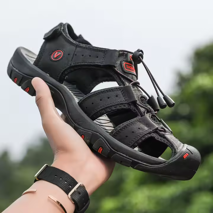 Sandalias De Verano Para Hombre Cuero Sintético Zapatos Casual Transpirables Sandalias Al Aire Libre Para Playa Zapatos Romanos Moda - 1