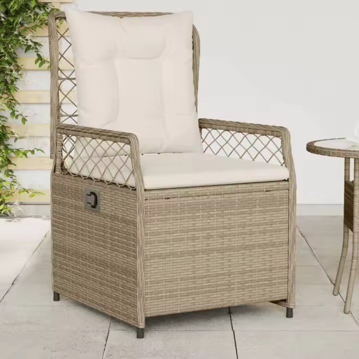 vidaXL Sillones reclinables de jardín 2 uds ratán sintético beige - 1