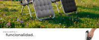 TECTAKE - Silla Tumbona Plegable para Playa y Jardín, Cojín Cabezal Extraíble, Estructura de Acero, Mesa Auxiliar, Ideal para Camping y Picnic, Silla Exterior Terraza - details 1