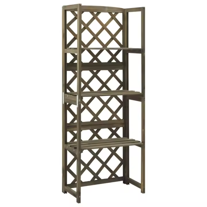 Enrejado con estantes madera maciza de abeto gris 55x30x140 cm - 1