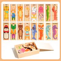 Puzzle De Madera Para Niños Con Formas De Animales Y Palabras En Inglés Juguete Educativo Para La Conocimiento Temprano - details 4