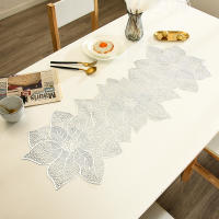 Bandera De Mesa De PVC Estilo Largo Color Sólido Bronceado Corredor De Junción Creativo Con Flores Irregulares Nórdico Lujo Decoración - details 4