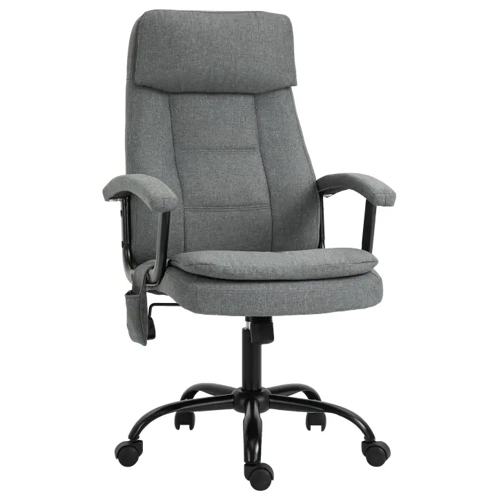 Vinsetto Silla de Oficina Silla de Masaje Ajustable en Altura Silla Ejecutiva Silla de Juego con Función de Masaje, Silla Giratoria Ergonómica Sillón de Masaje Masaje Lumbar Lino, Sensación  63 x 70 x 112-121 cm - 1